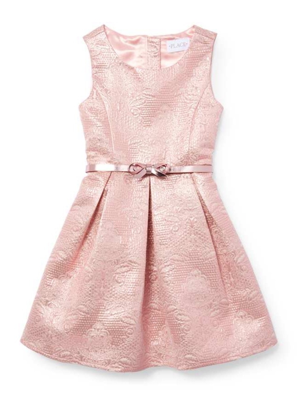 The Children's Place Rose Gold Metallic Woven Jacquard Dress, Size 6X/7